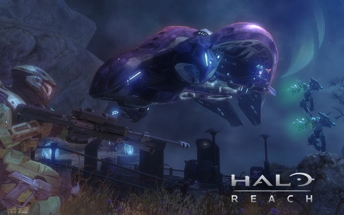 Master Chief and Covenant ship in Halo: Reach