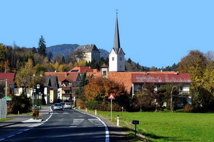 Moosburg, Austria with church and castle