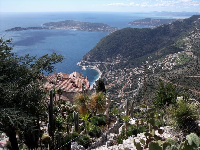 View of Eze Village and the Mediterranean Sea, France