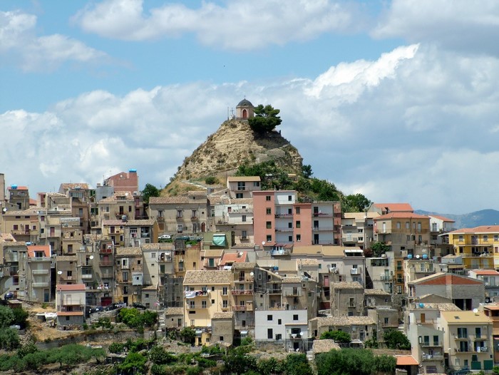 Centuripe, Italy cityscape with buildings on a hill