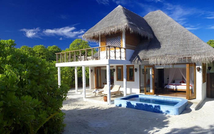 Maldives resort with private pool and balcony