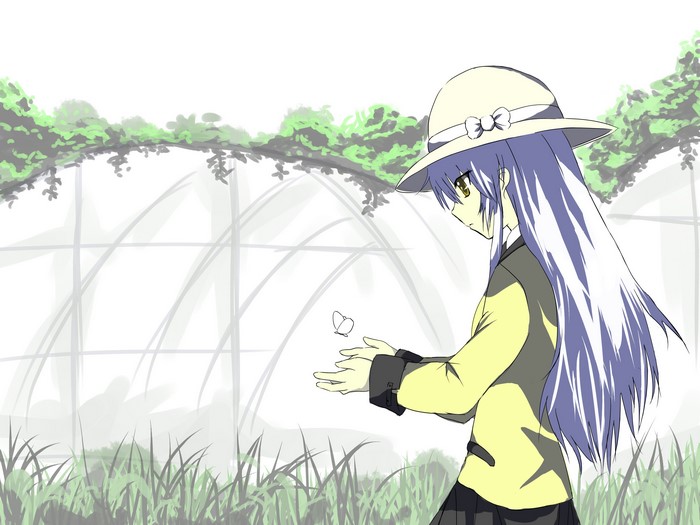 Kanade Tachibana from Angel Beats! with a butterfly