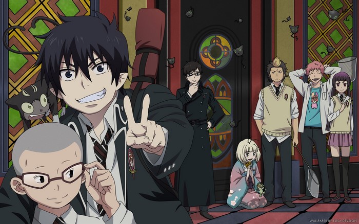 Ao no Exorcist characters posing together