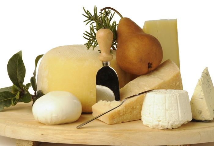 Cheese board with pear and rosemary