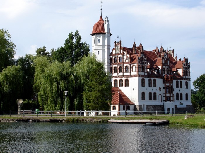 Schloss Basedow castle by a lake in Germany
