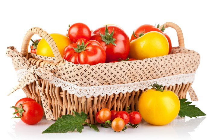 Basket of Red and Yellow Tomatoes