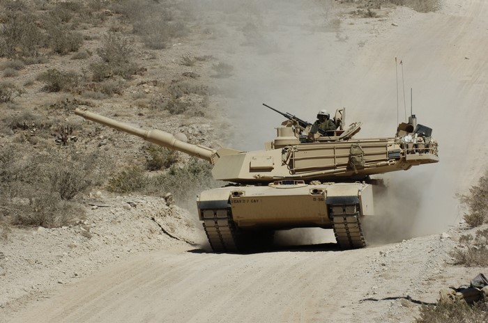 Desert Tank Driving on Dirt Road