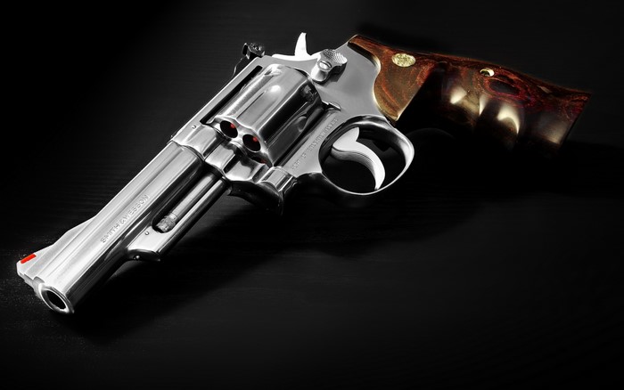 Smith & Wesson Revolver on a dark surface