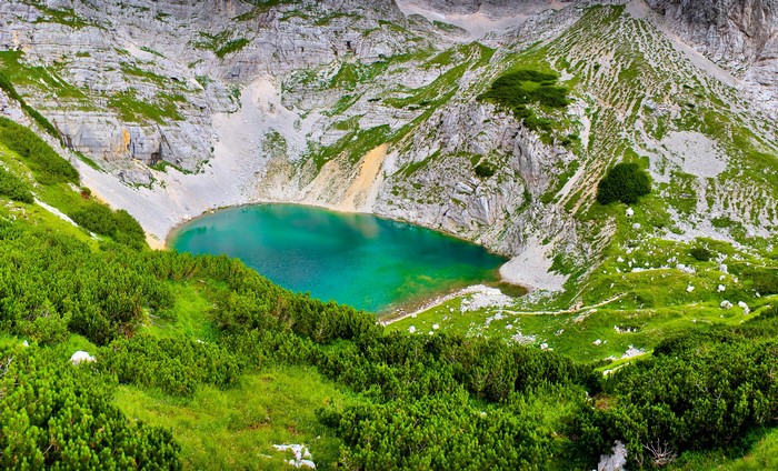 Lake in the mountains of Bovec, Slovenia