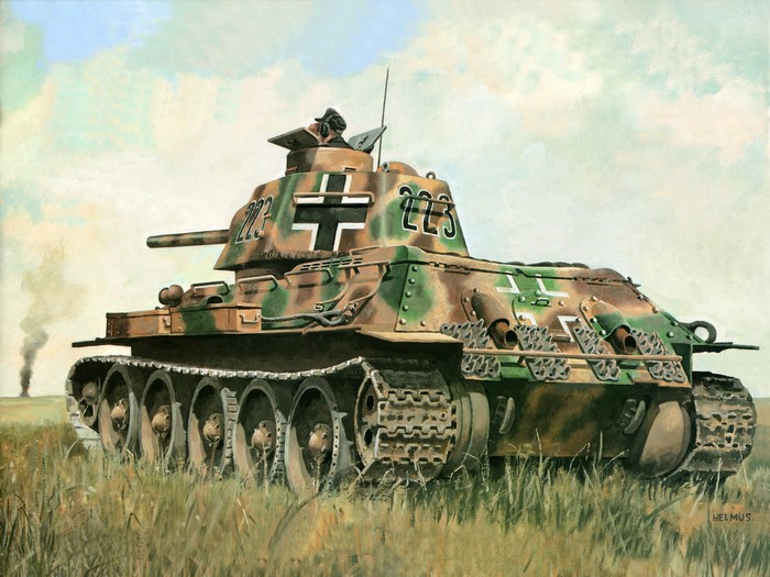 German Pz.Kpfw. 747 (T-34) tank in a field