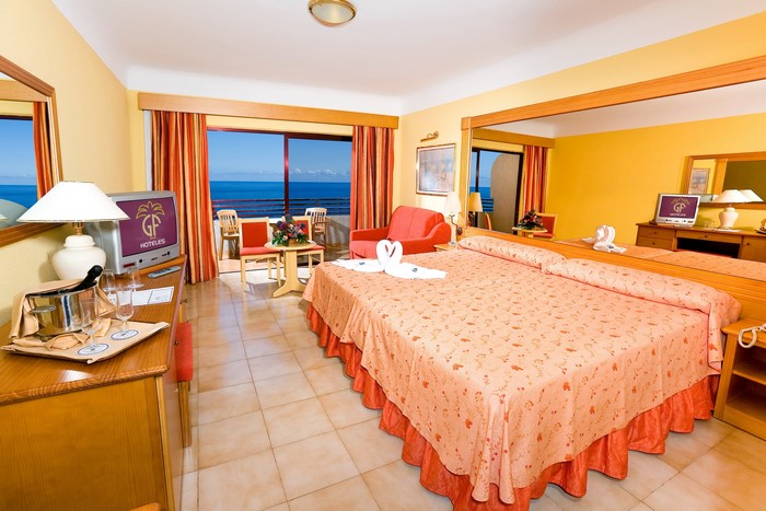 Hotel room with a view of the ocean