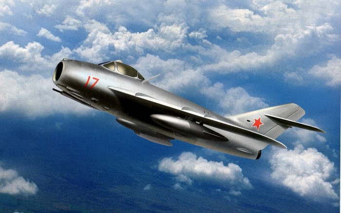 Silver Soviet Fighter Jet with Red Star