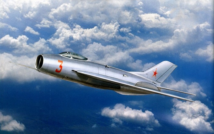 Soviet MiG-15 fighter jet in flight