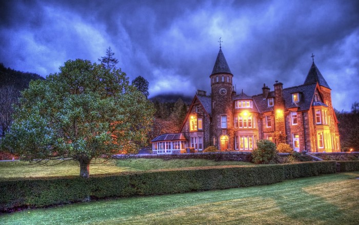 Castle in Scotland at Dusk