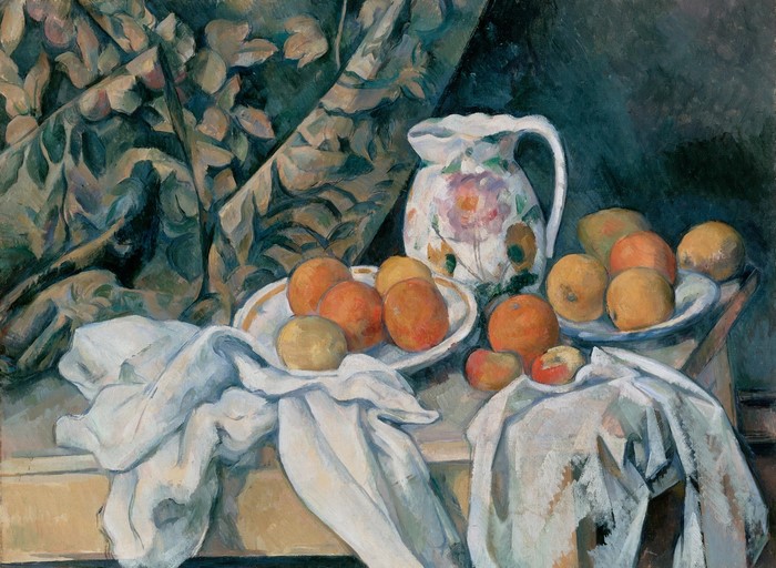 Still Life with a Curtain by Paul Cezanne