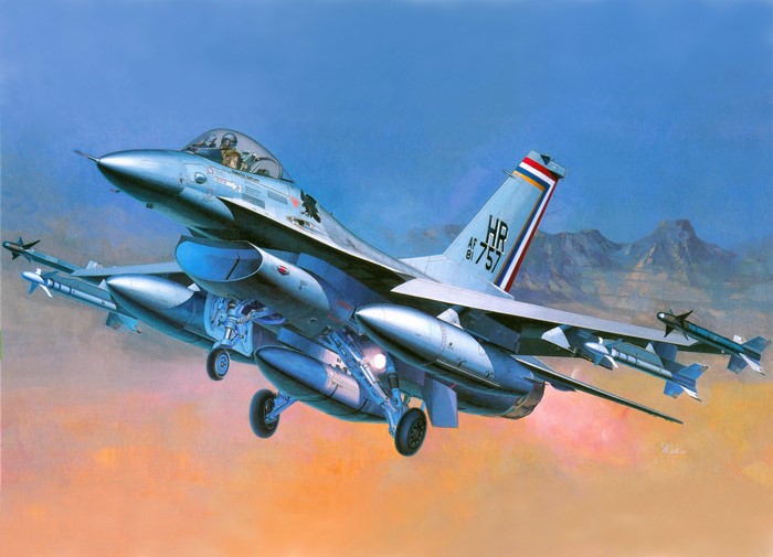 F-16A Fighting Falcon airplane painting art