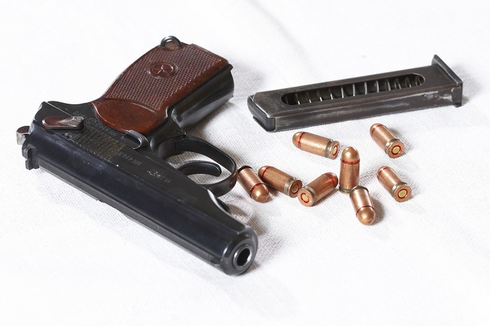 Pistol with magazine and ammunition