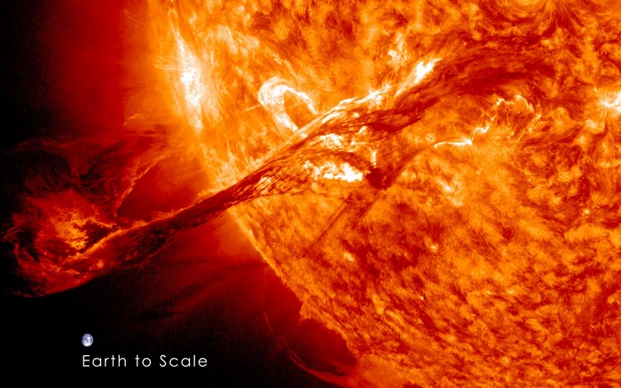 The Sun with Earth to Scale