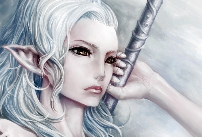 Elf warrior holding a sword