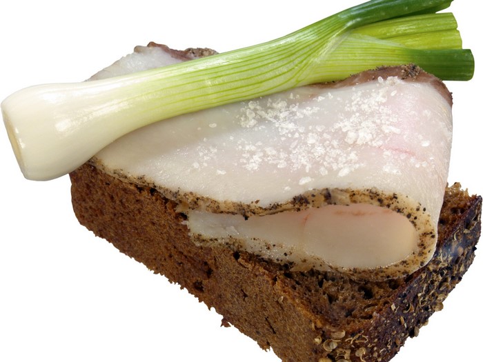 Sandwich with salo and green onion