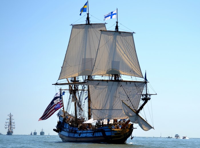 Tall ships sailing on the ocean