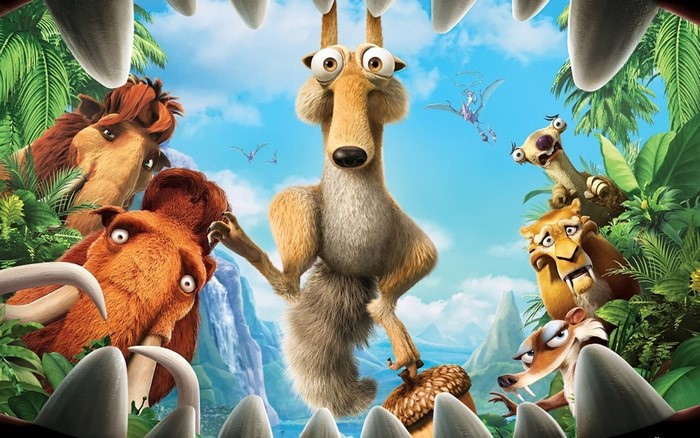 Ice Age characters with Scrat and an acorn