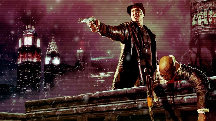 Max Payne from Max Payne 3 on a rooftop