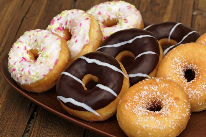 Assorted donuts on a platter