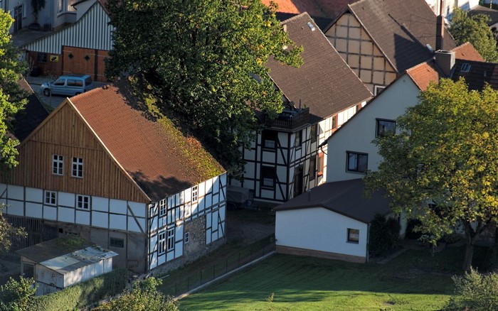 Half-timbered houses in a German village