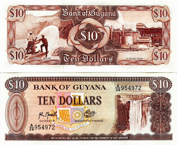 Bank of Guyana 10 Dollars Banknote