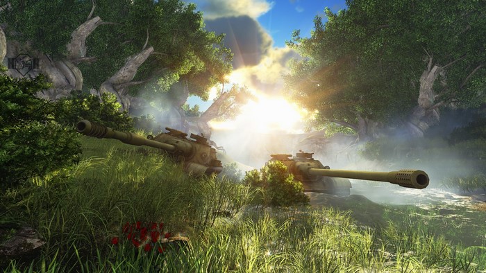 World of Tanks two tanks in a forest