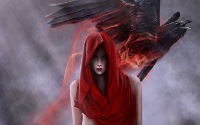 Gothic Fantasy Woman with Crow