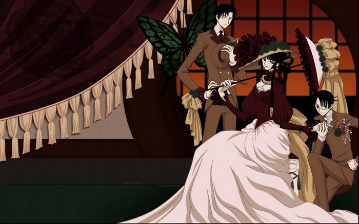 xxxHOLiC: Watanuki, Himawari, and Doumeki in formal attire