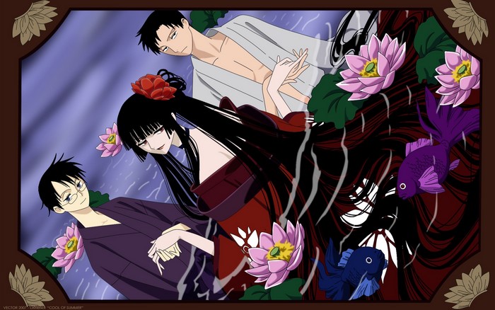xxxHOLiC: Watanuki, Domeki, and Himawari by a pond
