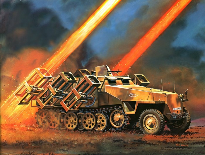 German halftrack launching rockets
