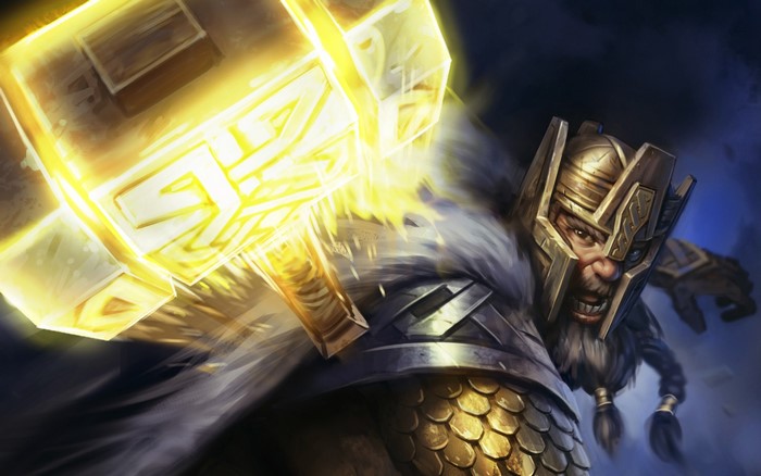 Dwarf warrior with glowing hammer from The Lord of the Rings