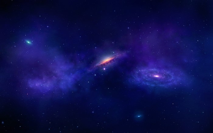 Galaxies and nebulae in deep space with stars