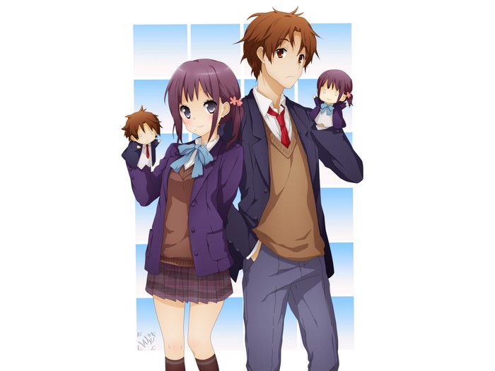 Kokoro Connect: Couple with plush toys