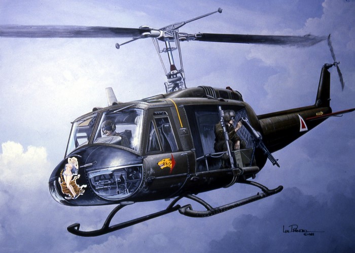 Bell UH-1 Huey helicopter in flight