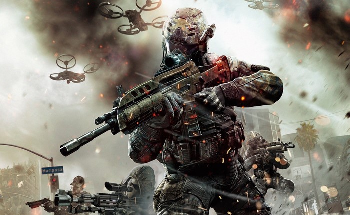 Soldiers and drones in Call of Duty combat