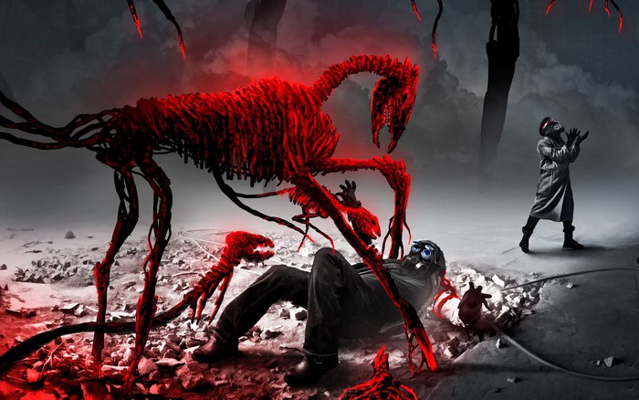 Romantically Apocalyptic: Red Creature Attacks Man