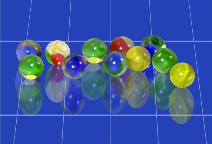 Marbles on a Blue Grid