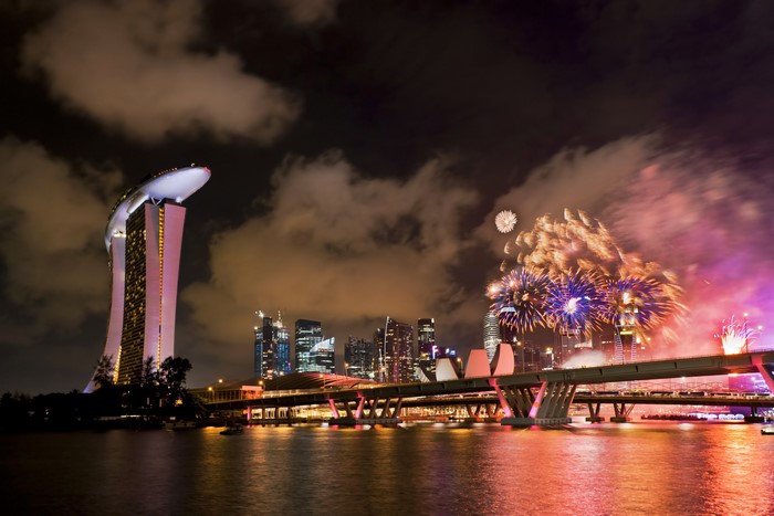 Singapore Fireworks at Night