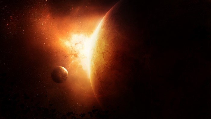 Planets and asteroids in a bright nebula