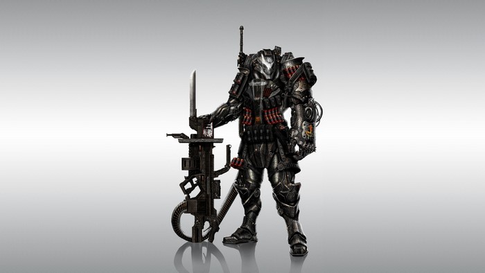 Warhammer 40,000 soldier with sword and gun