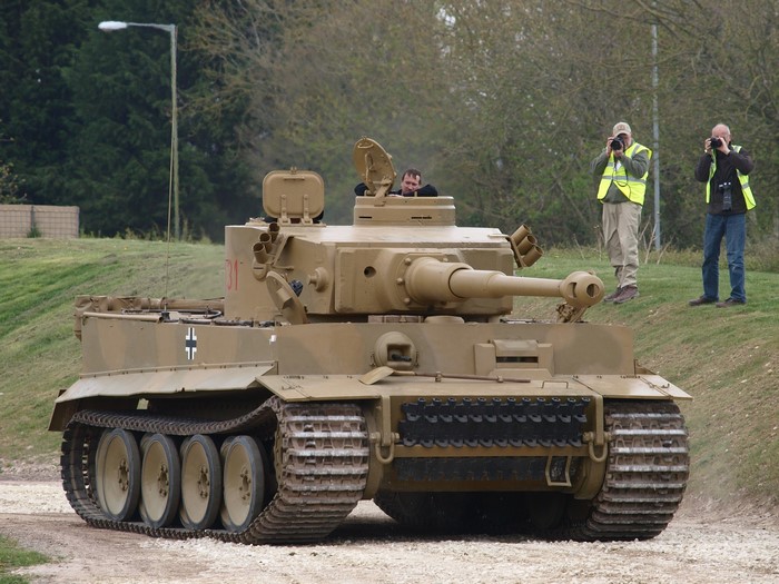 Tiger tank with onlookers