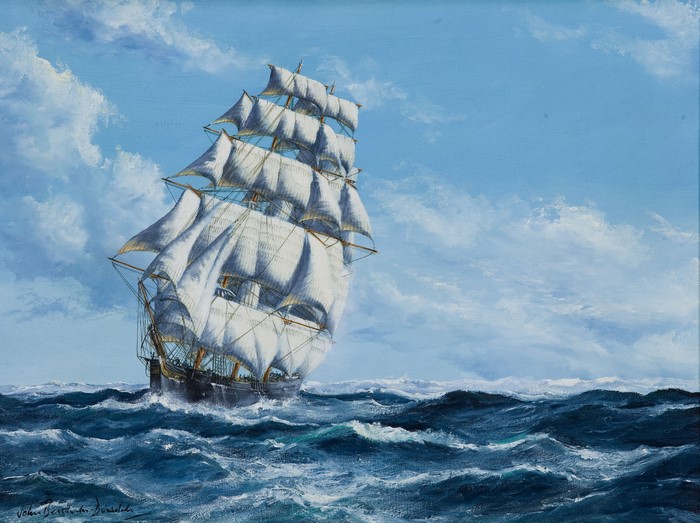 The United States Clipper Ship Flying Crow sailing on the ocean