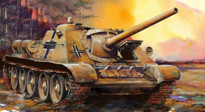 Painting of a German Jagdpanther tank destroyer