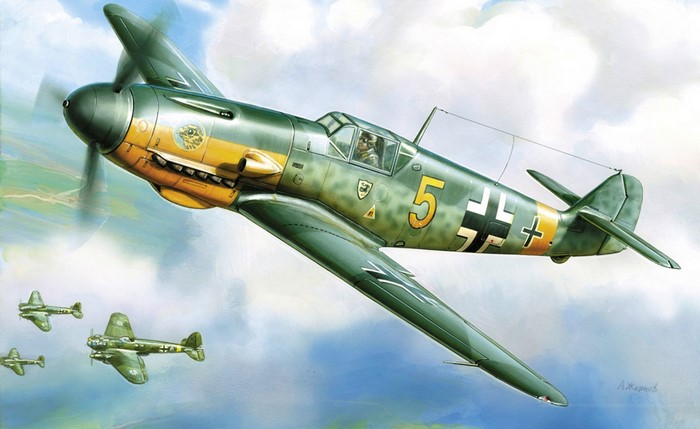 Messerschmitt Bf-109 German Fighter in Flight