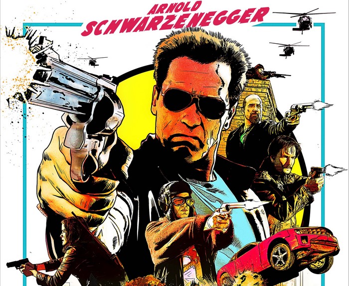 Arnold Schwarzenegger in action movie poster